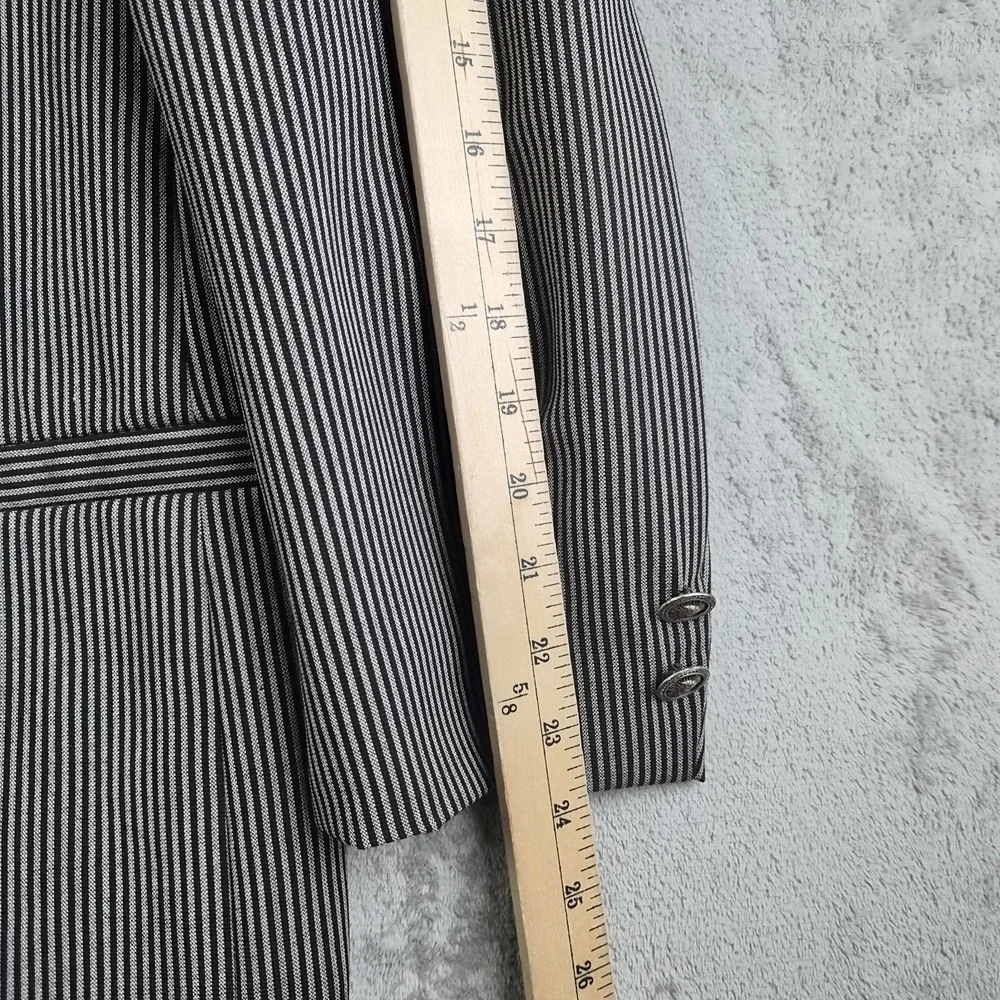 Zanetti Blazer Jacket Vest Grey Black Stripe Moda Biella Extra Fine Merino Italy